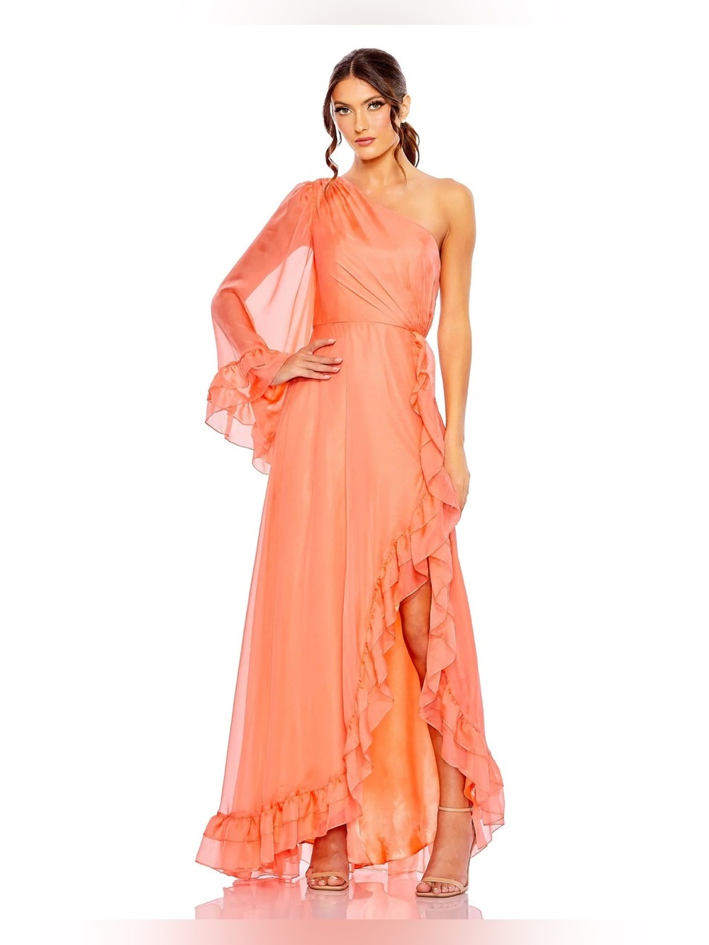 Mac Duggal 55924 NWT One Shoulder High Low Chiffon Dress